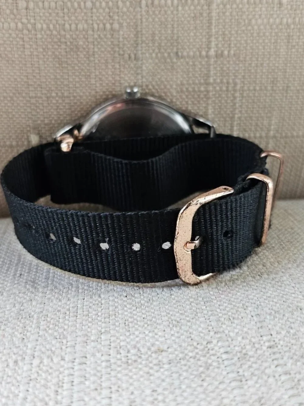 Fashion Wristwatch Unisex Black Canvas Strap Quartz Analog Wrist Watch